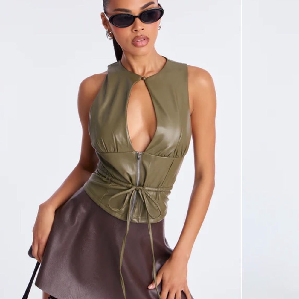 Fashion Nova Olive Green Cut-Out Blouse